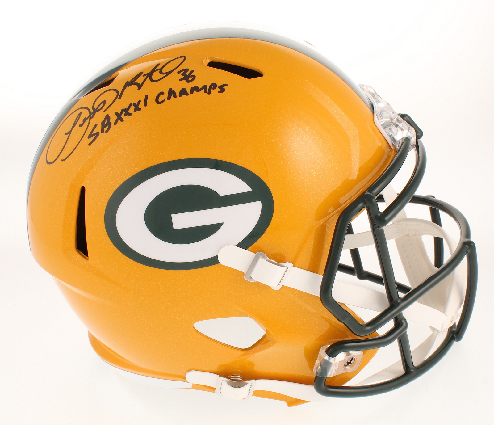 LeRoy Butler Signed Green Bay Packers Full-Size Speed Helmet Inscribed "SB XXXI Champs" (PA COA) at PristineAuction.com LeRoy Butler Signed Green Bay Packers Full-Size Speed Helmet Inscribed "SB XXXI Champs" (PA COA) at PristineAuction.com