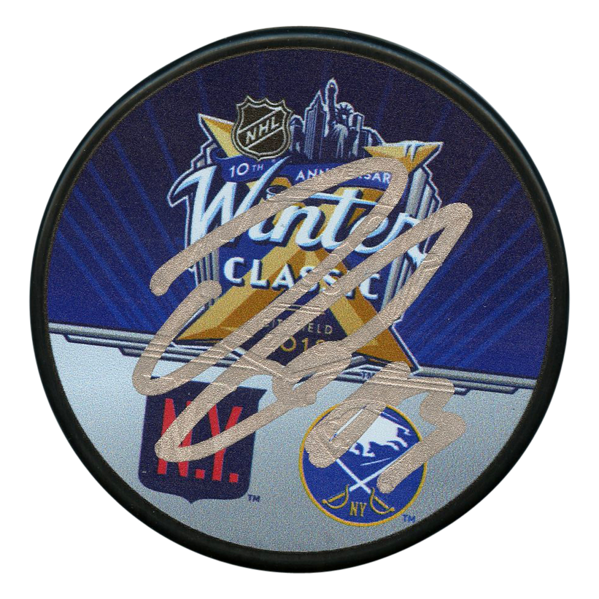 Daniel Catenacci Signed 2018 Winter Classic Logo Hockey Puck (JSA Hologram) at PristineAuction.com Daniel Catenacci Signed 2018 Winter Classic Logo Hockey Puck (JSA Hologram) at PristineAuction.com