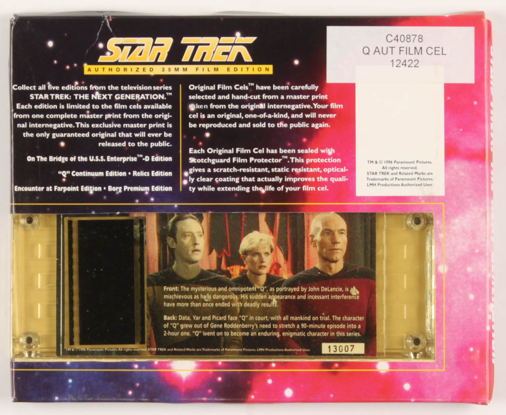 John de Lancie Signed "Star Trek: The Next Generation" Original 35mm Film Cel Display (LMH Productions COA) at PristineAuction.com John de Lancie Signed "Star Trek: The Next Generation" Original 35mm Film Cel Display (LMH Productions COA) at PristineAuction.com
