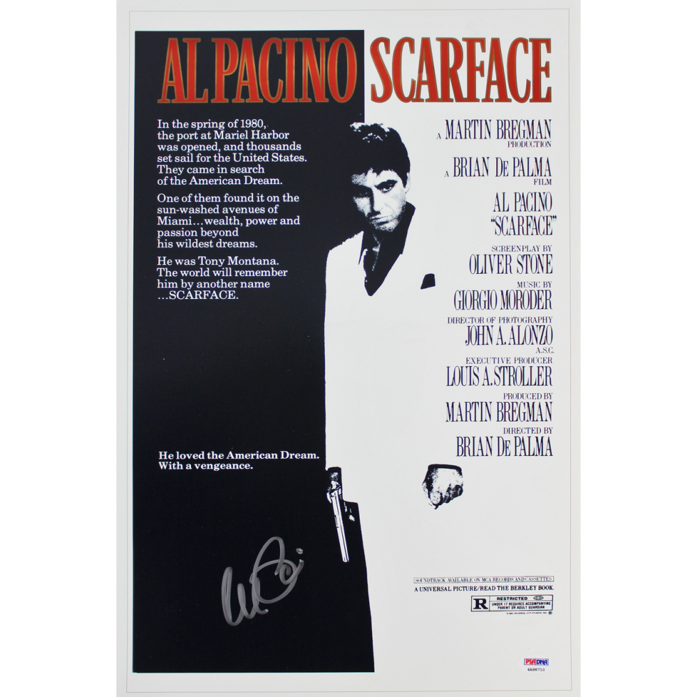 Al Pacino Signed "Scarface" 12x18 Movie Poster Photo (PSA LOA