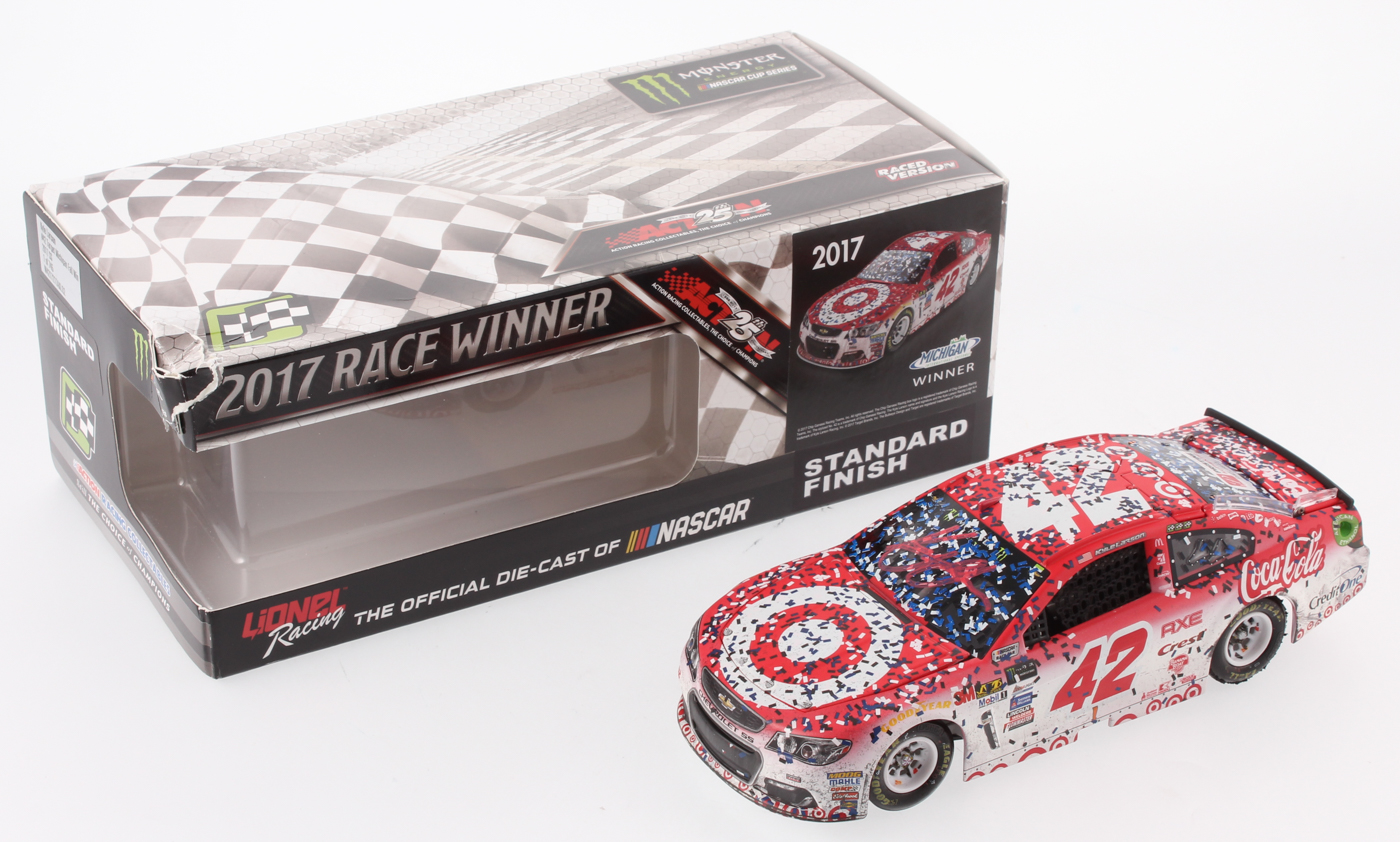 Kyle Larson Signed NASCAR #42 2017 Target Michigan Fall Win - 1:24 Premium Action Diecast Car (PA COA) at PristineAuction.com Kyle Larson Signed NASCAR #42 2017 Target Michigan Fall Win - 1:24 Premium Action Diecast Car (PA COA) at PristineAuction.com
