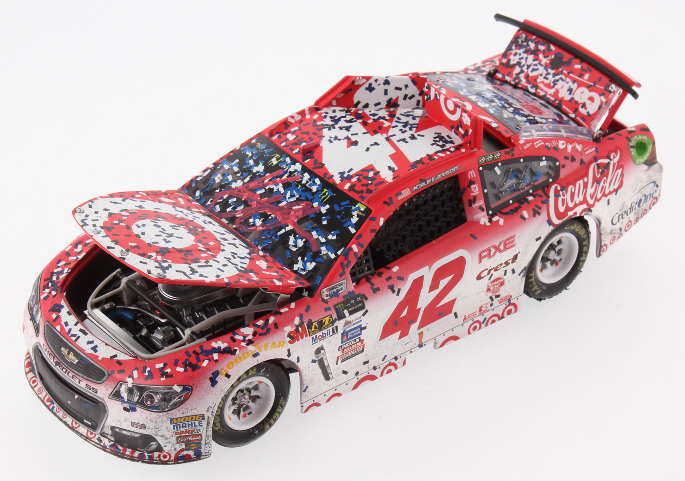 Kyle Larson Signed NASCAR #42 2017 Target Michigan Fall Win - 1:24 Premium Action Diecast Car (PA COA) at PristineAuction.com Kyle Larson Signed NASCAR #42 2017 Target Michigan Fall Win - 1:24 Premium Action Diecast Car (PA COA) at PristineAuction.com