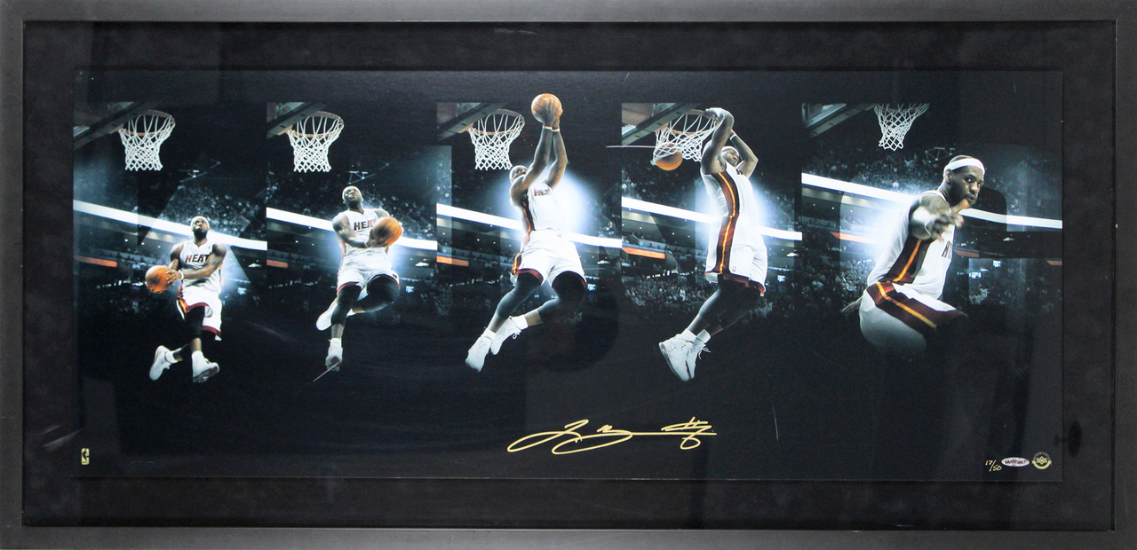 LeBron James Signed LE Miami Heat 20.25x41.25 Framed Photo Display (Beckett LOA & UDA Hologram) at PristineAuction.com LeBron James Signed LE Miami Heat 20.25x41.25 Framed Photo Display (Beckett LOA & UDA Hologram) at PristineAuction.com