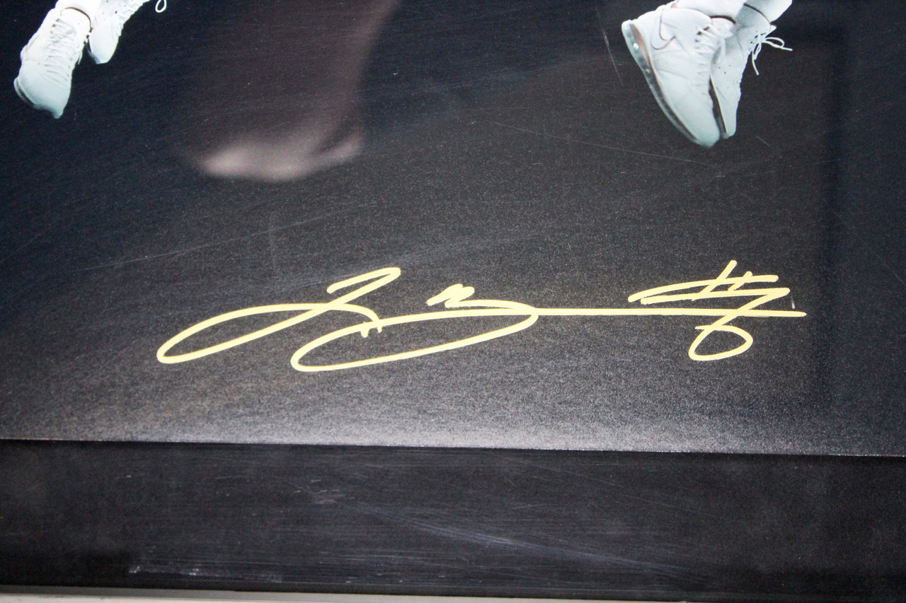 LeBron James Signed LE Miami Heat 20.25x41.25 Framed Photo Display (Beckett LOA & UDA Hologram) at PristineAuction.com LeBron James Signed LE Miami Heat 20.25x41.25 Framed Photo Display (Beckett LOA & UDA Hologram) at PristineAuction.com
