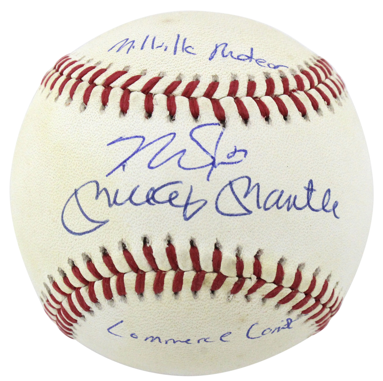 Mickey Mantle & Mike Trout Signed OAL Baseball Inscribed "Commerce Comet" & "Millville Meteor" (PSA LOA & MLB Hologram) at PristineAuction.com Mickey Mantle & Mike Trout Signed OAL Baseball Inscribed "Commerce Comet" & "Millville Meteor" (PSA LOA & MLB Hologram) at PristineAuction.com