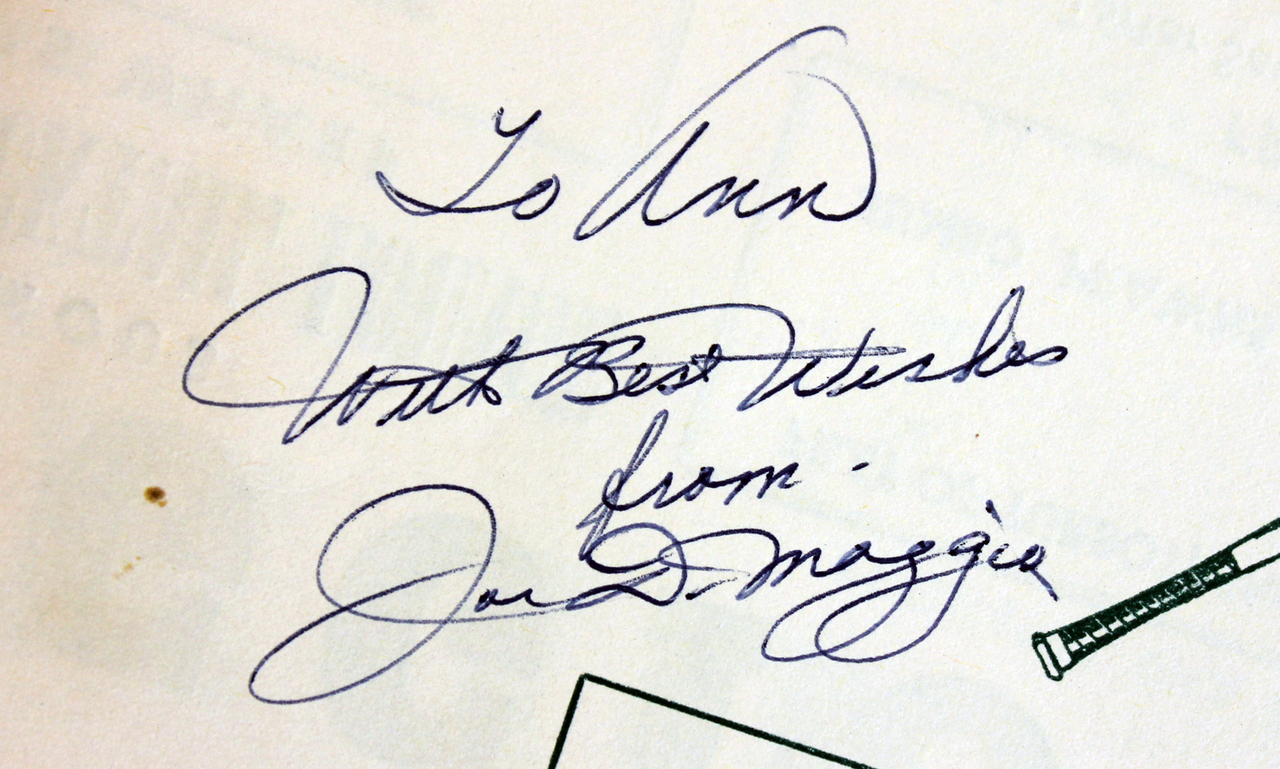 Joe DiMaggio Signed DiMaggio's Restaurant & Cocktail Lounge Menu Inscribed "With Best Wishes" (Beckett LOA) at PristineAuction.com Joe DiMaggio Signed DiMaggio's Restaurant & Cocktail Lounge Menu Inscribed "With Best Wishes" (Beckett LOA) at PristineAuction.com