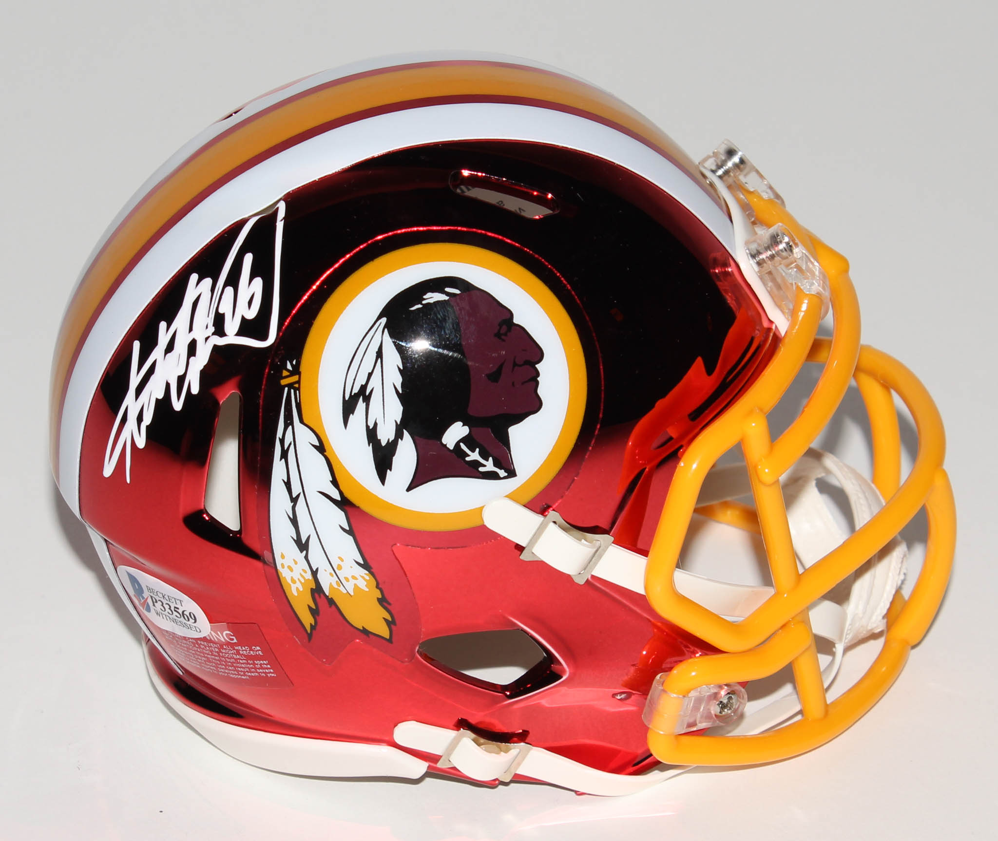 Adrian Peterson Signed Washington Redskins Chrome Speed Mini-Helmet (Beckett COA) at PristineAuction.com Adrian Peterson Signed Washington Redskins Chrome Speed Mini-Helmet (Beckett COA) at PristineAuction.com