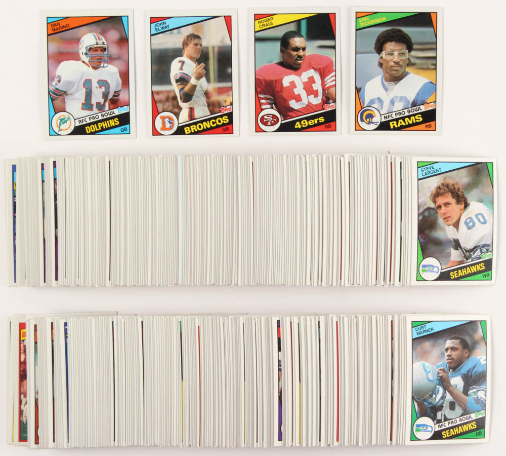 1984 Topps Complete Set of (396) Football Cards with #123 Dan Marino PB RC, #280 Erik Dickerson RC, #63 John Elway RC, #353 Roger Craig RC at PristineAuction.com 1984 Topps Complete Set of (396) Football Cards with #123 Dan Marino PB RC, #280 Erik Dickerson RC, #63 John Elway RC, #353 Roger Craig RC at PristineAuction.com
