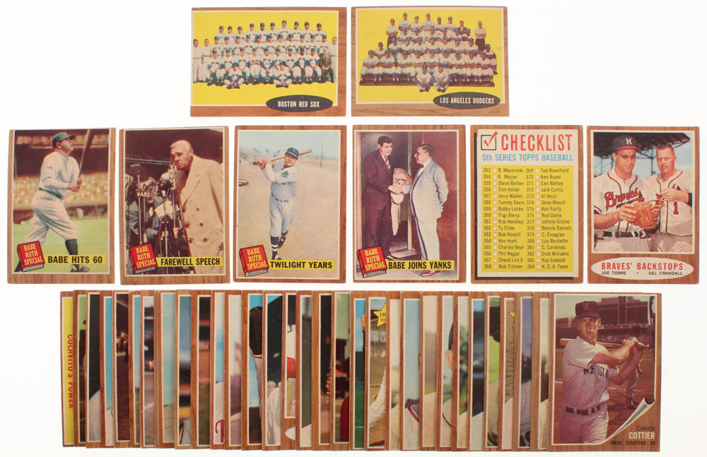 Lot of (41) 1962 Topps Baseball Cards with 43 Los Angeles Dodgers Team