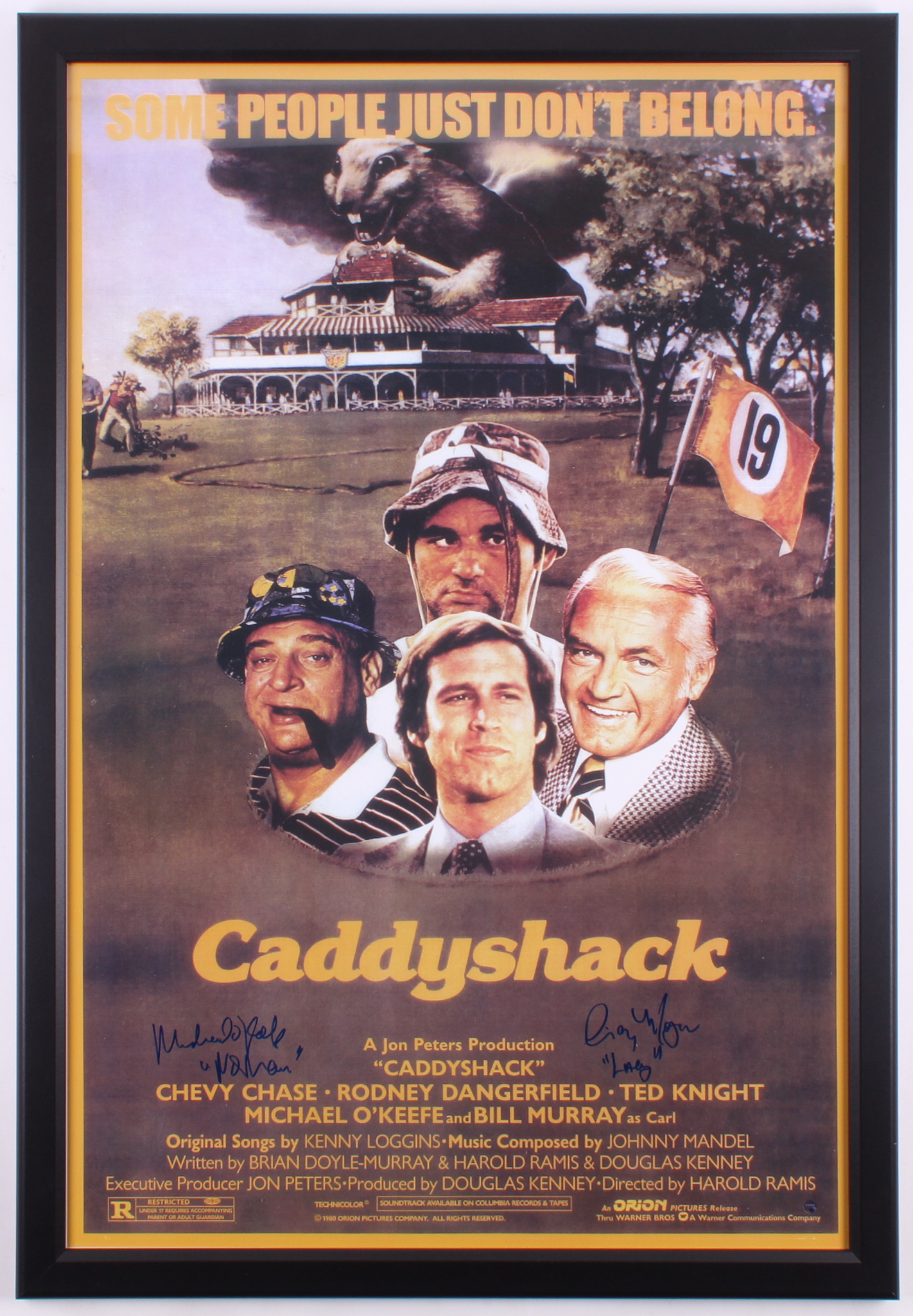 Cindy Morgan & Michael O'Keefe Signed "Caddyshack" 26.5x38.5 Custom Framed Poster Display Inscribed "Lacy" & "Noonan" (Steiner COA) at PristineAuction.com Cindy Morgan & Michael O'Keefe Signed "Caddyshack" 26.5x38.5 Custom Framed Poster Display Inscribed "Lacy" & "Noonan" (Steiner COA) at PristineAuction.com