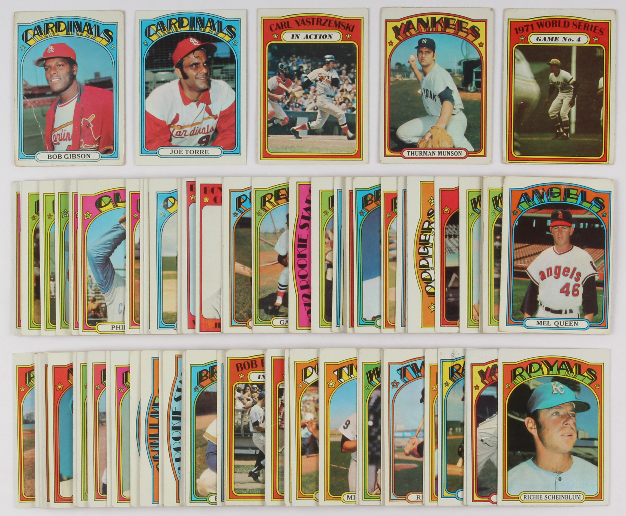 Lot of (106) 1972 Topps Baseball Cards with #38 Carl Yastrzemski In Action, #226 World Series Game 4 / Roberto Clemente, #441 Thurman Munson, #130 Bob Gibson, #500 Joe Torre at PristineAuction.com Lot of (106) 1972 Topps Baseball Cards with #38 Carl Yastrzemski In Action, #226 World Series Game 4 / Roberto Clemente, #441 Thurman Munson, #130 Bob Gibson, #500 Joe Torre at PristineAuction.com