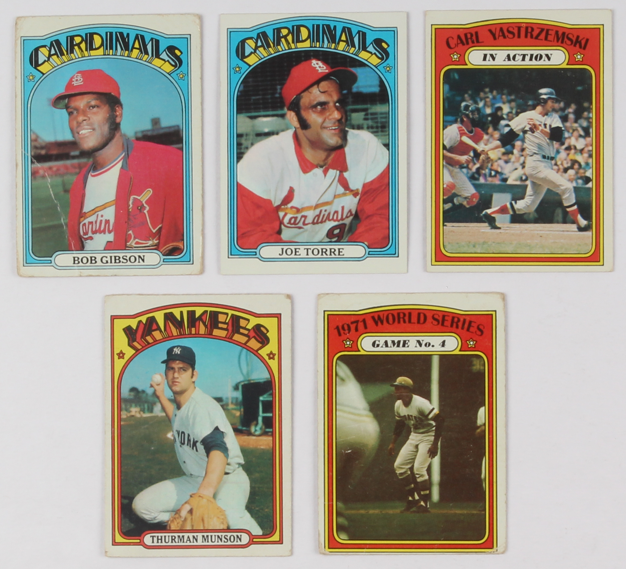 Lot of (106) 1972 Topps Baseball Cards with #38 Carl Yastrzemski In Action, #226 World Series Game 4 / Roberto Clemente, #441 Thurman Munson, #130 Bob Gibson, #500 Joe Torre at PristineAuction.com Lot of (106) 1972 Topps Baseball Cards with #38 Carl Yastrzemski In Action, #226 World Series Game 4 / Roberto Clemente, #441 Thurman Munson, #130 Bob Gibson, #500 Joe Torre at PristineAuction.com