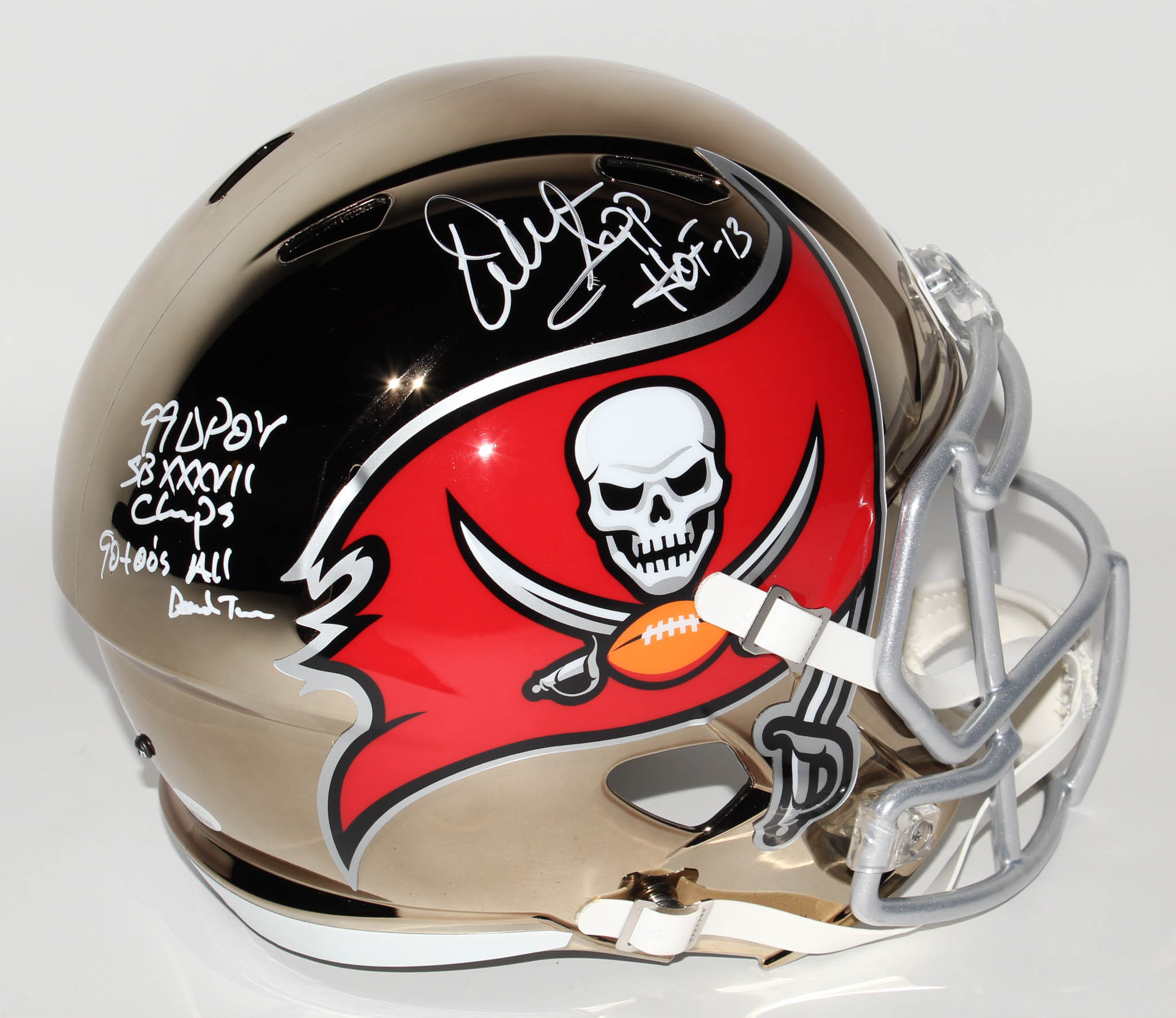 Warren Sapp Signed Buccaneers Full-Size Chrome Speed Helmet with Multiple Inscriptions (JSA COA) at PristineAuction.com Warren Sapp Signed Buccaneers Full-Size Chrome Speed Helmet with Multiple Inscriptions (JSA COA) at PristineAuction.com