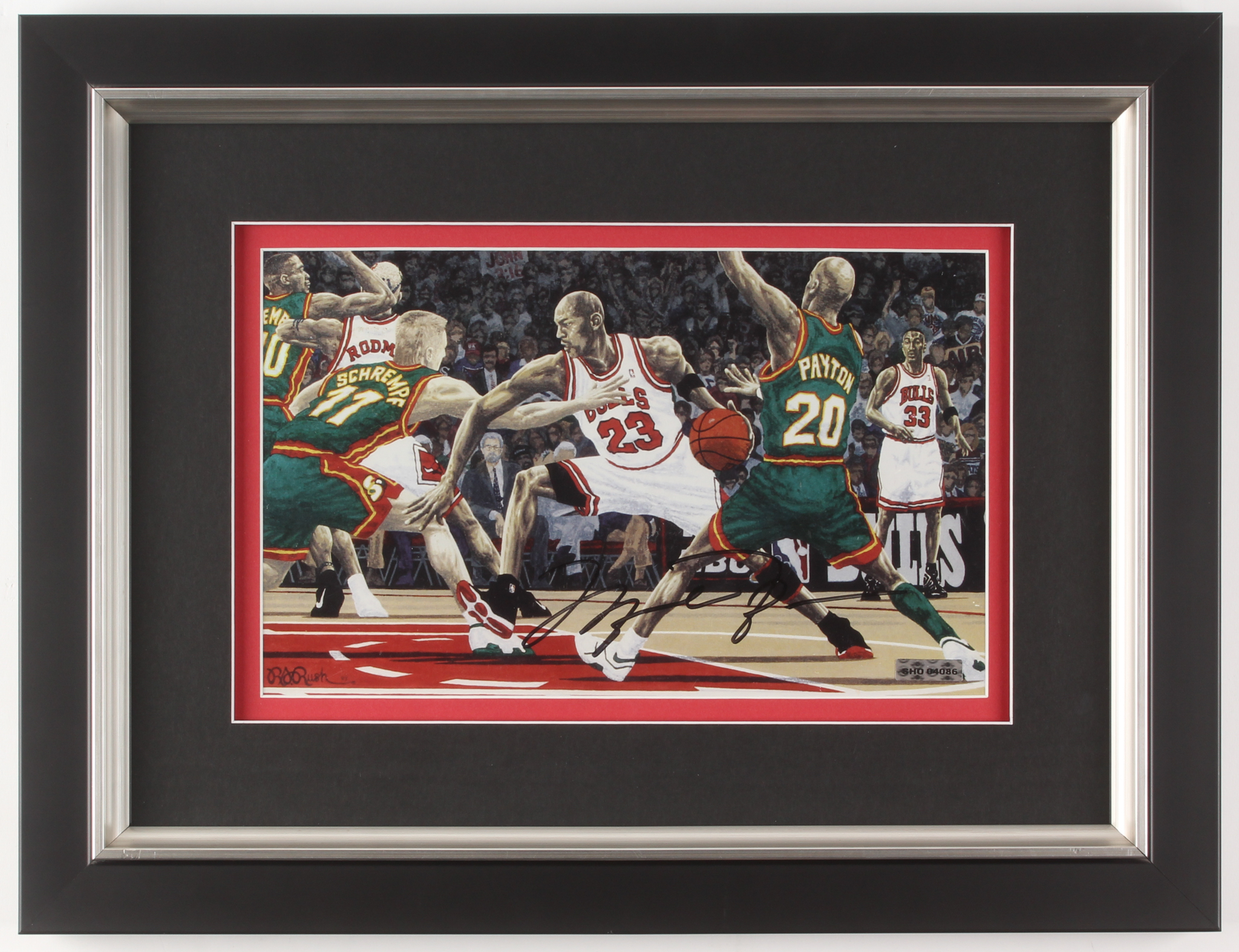 Michael Jordan Signed Chicago Bulls 13.5x17.5 Custom Framed Print Display (UDA COA) at PristineAuction.com Michael Jordan Signed Chicago Bulls 13.5x17.5 Custom Framed Print Display (UDA COA) at PristineAuction.com