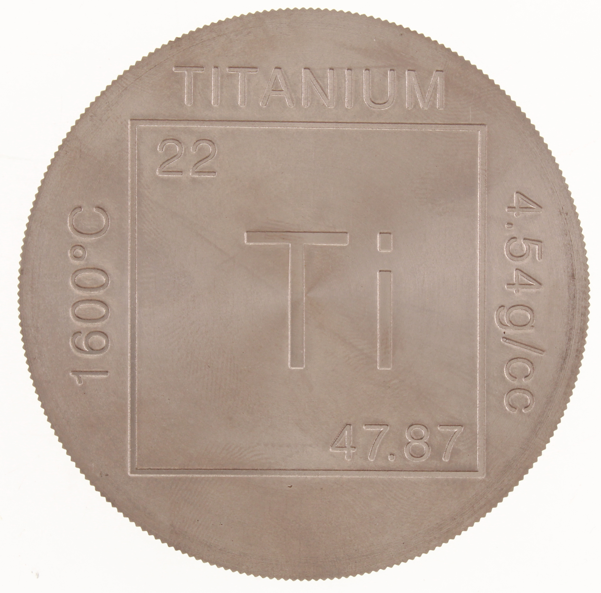 1 Pound (16 oz) Titanium Element Design Round Bullion Bar at PristineAuction.com 1 Pound (16 oz) Titanium Element Design Round Bullion Bar at PristineAuction.com