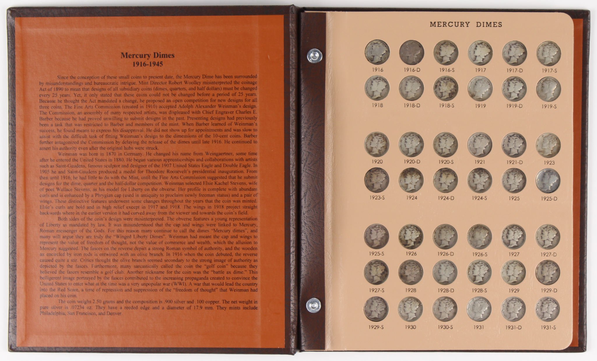 Lot of (77) 1916-1945 Mercury Dimes in Book at PristineAuction.com Lot of (77) 1916-1945 Mercury Dimes in Book at PristineAuction.com