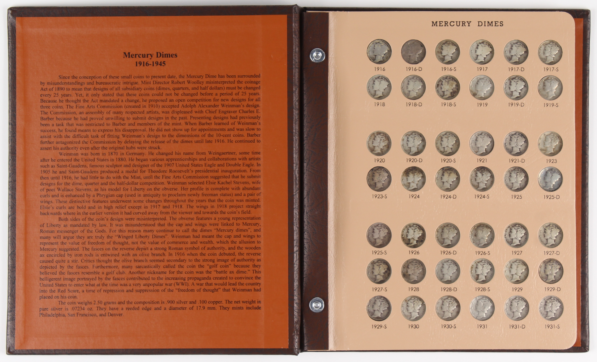 Lot of (77) 1916-1945 Mercury Dimes in Book at PristineAuction.com Lot of (77) 1916-1945 Mercury Dimes in Book at PristineAuction.com