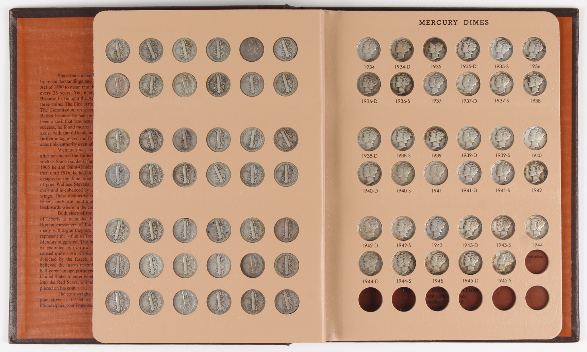 Lot of (77) 1916-1945 Mercury Dimes in Book at PristineAuction.com Lot of (77) 1916-1945 Mercury Dimes in Book at PristineAuction.com