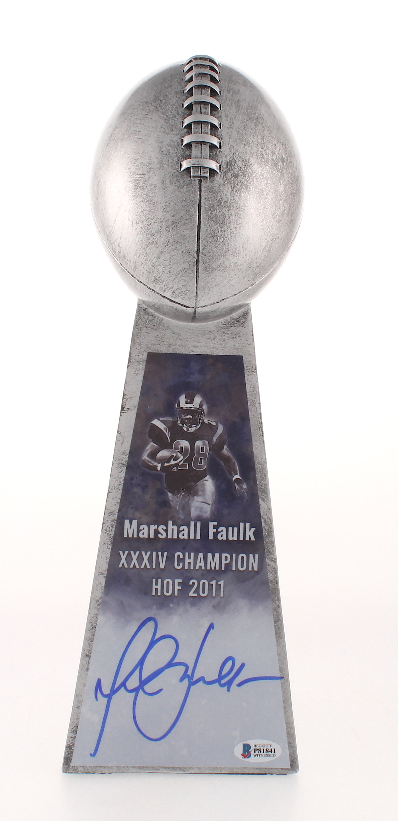 Marshall Faulk Signed Large Lombardi Trophy (Beckett COA) at PristineAuction.com Marshall Faulk Signed Large Lombardi Trophy (Beckett COA) at PristineAuction.com