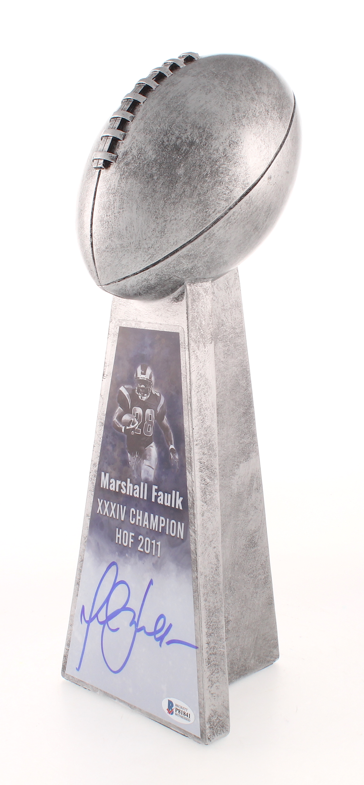 Marshall Faulk Signed Large Lombardi Trophy (Beckett COA) at PristineAuction.com Marshall Faulk Signed Large Lombardi Trophy (Beckett COA) at PristineAuction.com