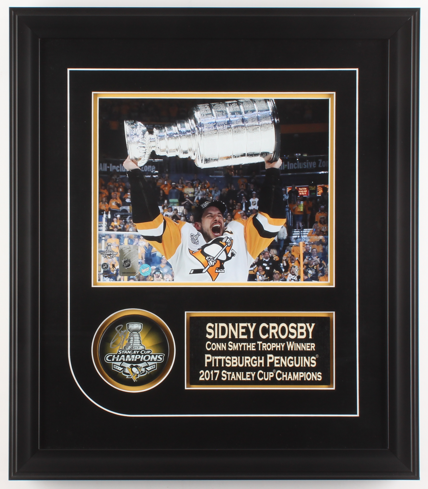 Sidney Crosby Signed Pittsburgh Penguins 1.75x16x20 Custom Framed Photo Display With Puck (Frameworth COA) at PristineAuction.com Sidney Crosby Signed Pittsburgh Penguins 1.75x16x20 Custom Framed Photo Display With Puck (Frameworth COA) at PristineAuction.com