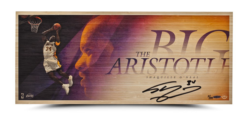 Shaquille O'Neal Signed Lakers "The Big Aristotle" 11x26 LE Bamboo Print (UDA) at PristineAuction.com Shaquille O'Neal Signed Lakers "The Big Aristotle" 11x26 LE Bamboo Print (UDA) at PristineAuction.com