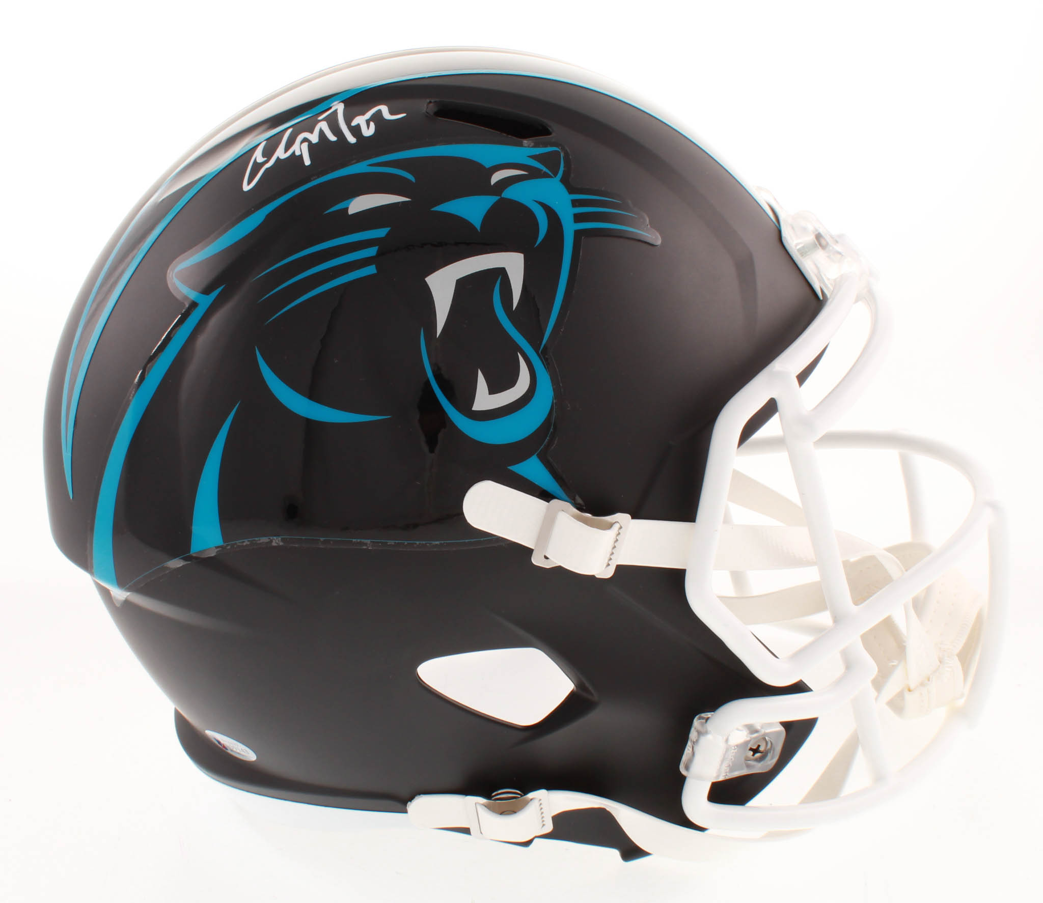 Christian McCaffrey Signed Carolina Panthers Custom Matte Black Full-Size Speed Helmet (Beckett COA) at PristineAuction.com Christian McCaffrey Signed Carolina Panthers Custom Matte Black Full-Size Speed Helmet (Beckett COA) at PristineAuction.com