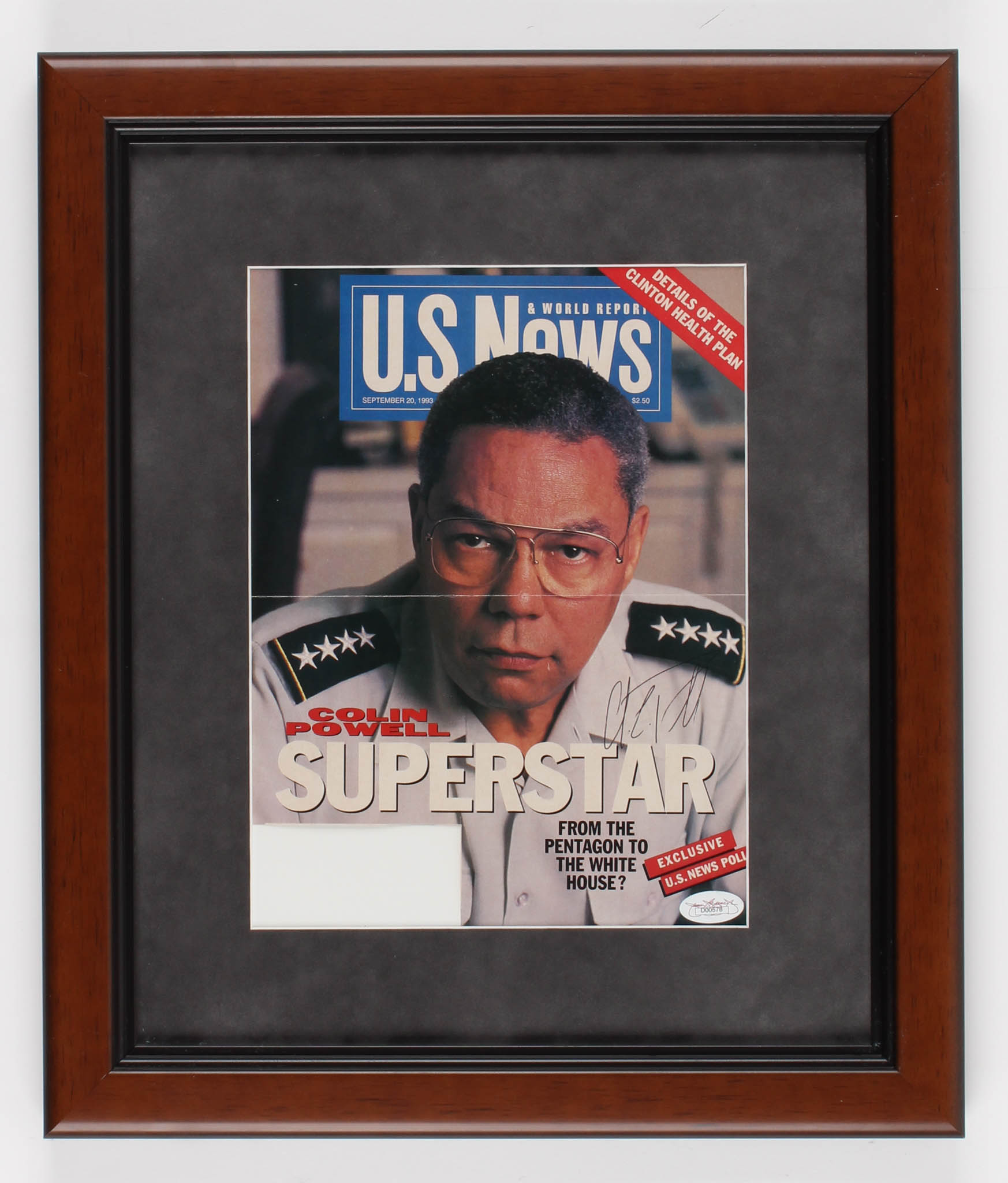 Colin Powell Signed 14x16 Custom Framed Magazine Cover Display (JSA Hologram) at PristineAuction.com Colin Powell Signed 14x16 Custom Framed Magazine Cover Display (JSA Hologram) at PristineAuction.com