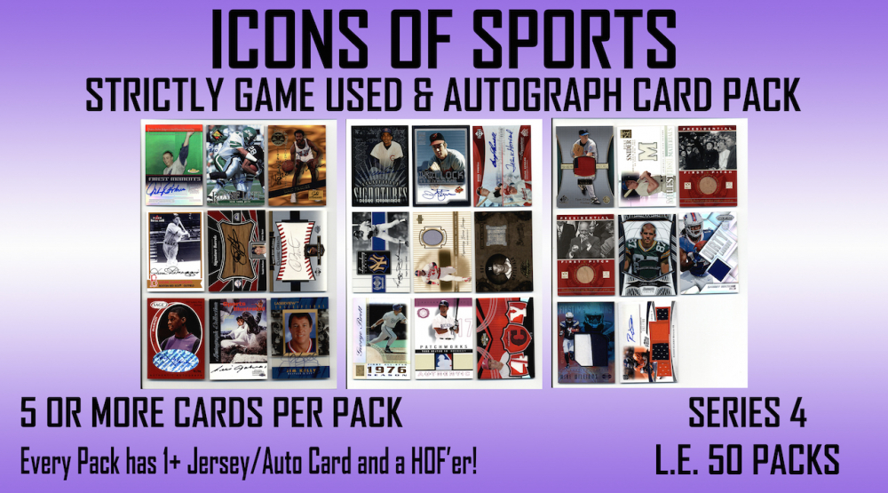 ICONS OF SPORTS Strictly Game Used & Autographs (5+) Mystery Box Card
