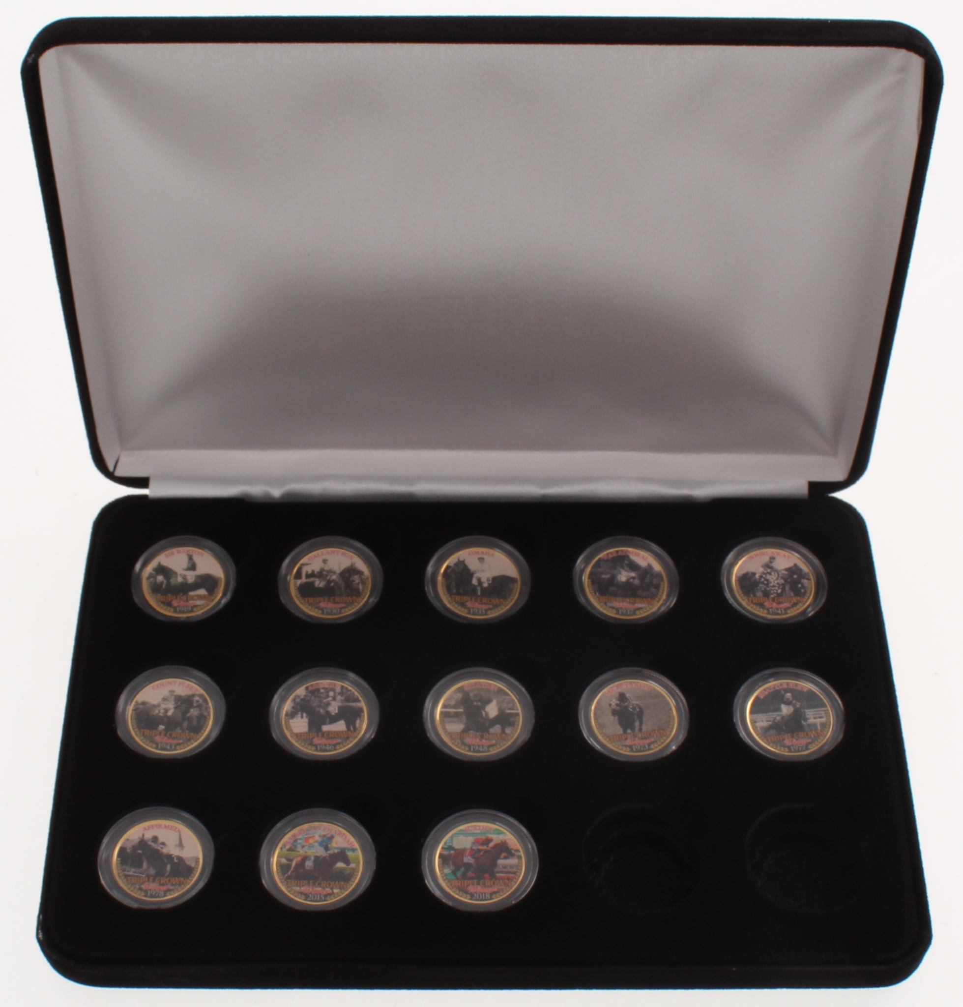 Lot of (13) Triple Crown Winners Colorized Gold Plated Statehood Quarters at PristineAuction.com Lot of (13) Triple Crown Winners Colorized Gold Plated Statehood Quarters at PristineAuction.com