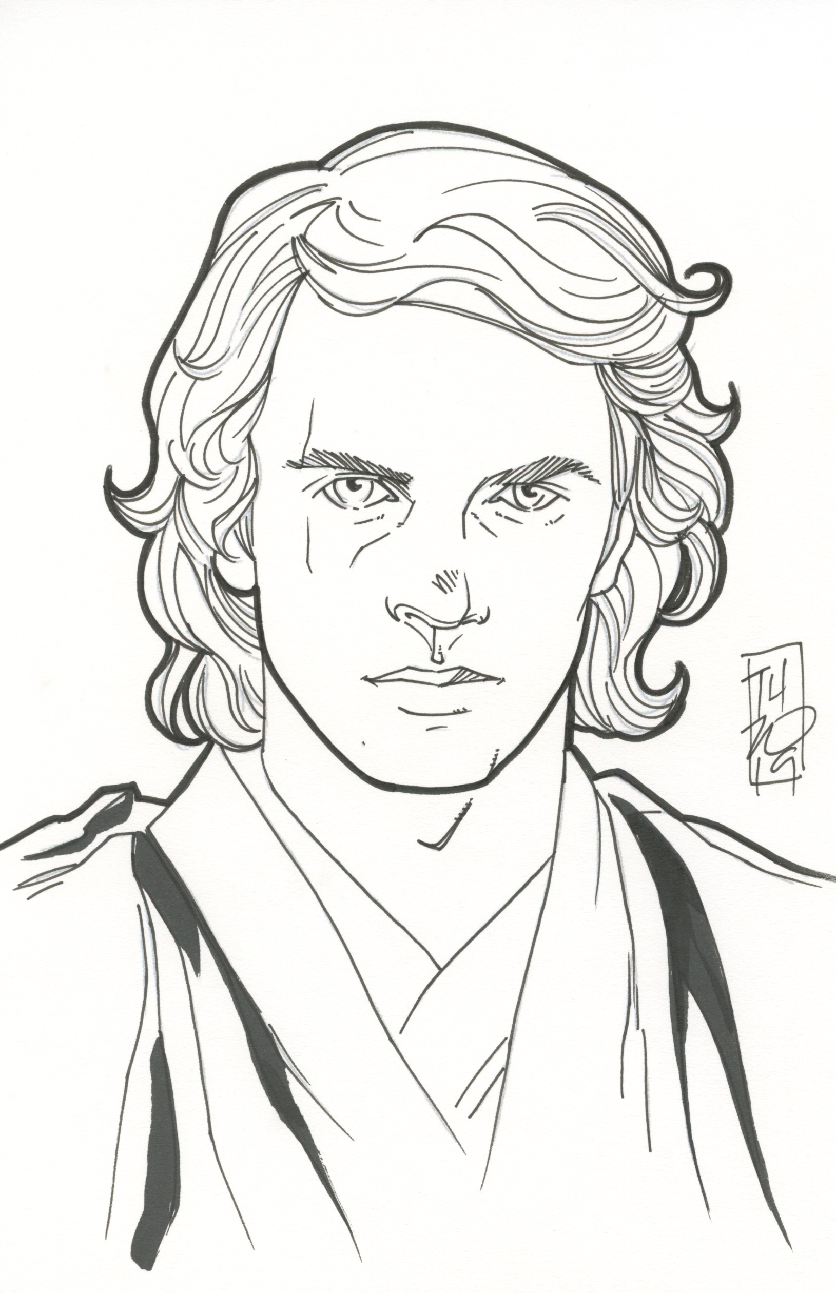Tom Hodges - Anakin Skywalker - "Star Wars" - Signed ORIGINAL 5.5" x 8.5" Drawing on Paper (1/1) at PristineAuction.com Tom Hodges - Anakin Skywalker - "Star Wars" - Signed ORIGINAL 5.5" x 8.5" Drawing on Paper (1/1) at PristineAuction.com