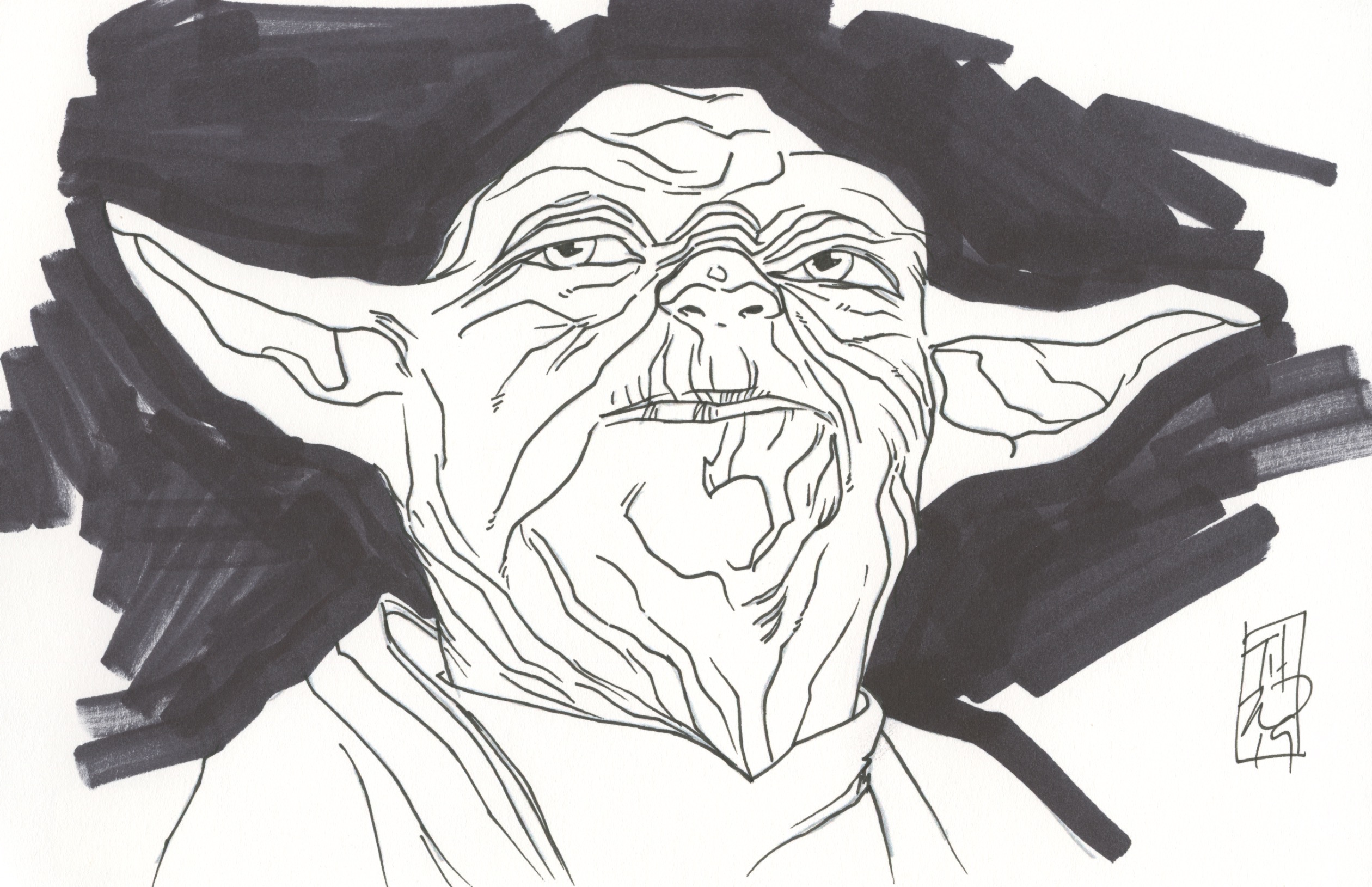 Tom Hodges - Yoda - "Star Wars" - Signed ORIGINAL 5.5" x 8.5" Drawing on Paper (1/1) at PristineAuction.com Tom Hodges - Yoda - "Star Wars" - Signed ORIGINAL 5.5" x 8.5" Drawing on Paper (1/1) at PristineAuction.com