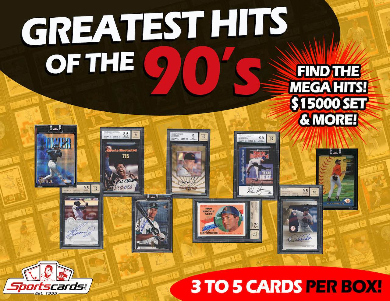 Sportscards.com “Greatest Hits of the 90’s” Baseball Autographs & Rare Card Mystery Box! at PristineAuction.com Sportscards.com “Greatest Hits of the 90’s” Baseball Autographs & Rare Card Mystery Box! at PristineAuction.com