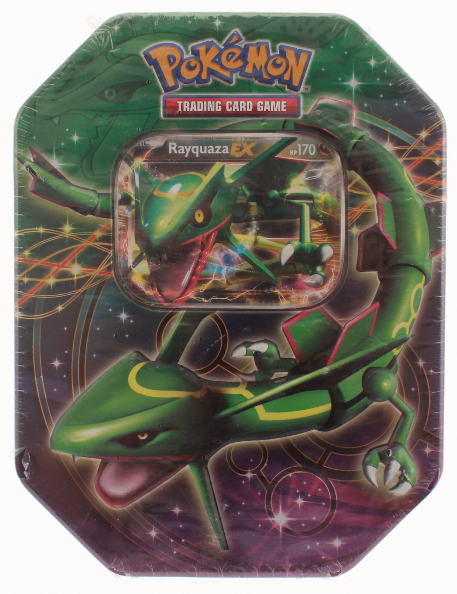 2012 Unopened Pokemon-EX "Rayquaza" TCG Legendary Foil Tin at PristineAuction.com 2012 Unopened Pokemon-EX "Rayquaza" TCG Legendary Foil Tin at PristineAuction.com