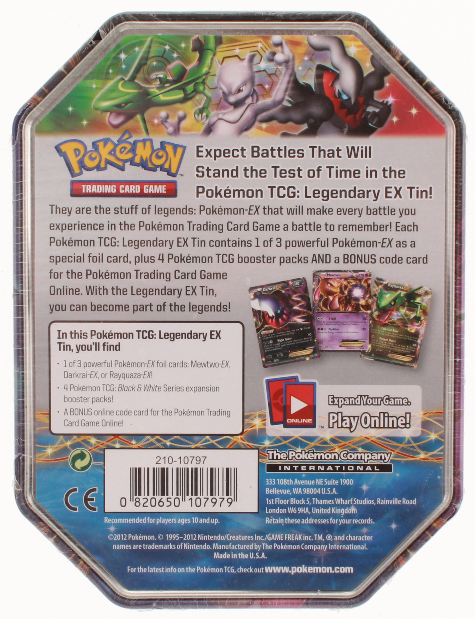 2012 Unopened Pokemon-EX "Rayquaza" TCG Legendary Foil Tin at PristineAuction.com 2012 Unopened Pokemon-EX "Rayquaza" TCG Legendary Foil Tin at PristineAuction.com