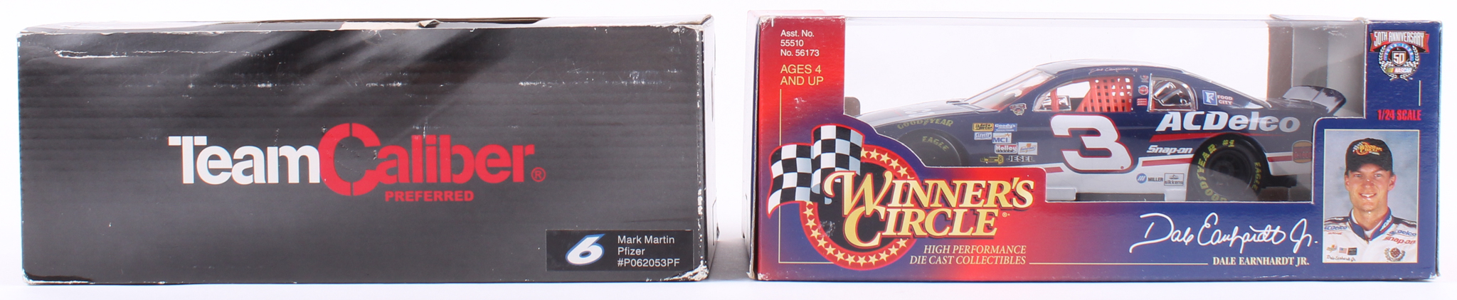 Lot of (2) 1:24 Scale Die-Cast Cars with LE Mark Martin #6 Pfizer 2002 Ford Taurus & Unopened Dale Earnhardt Jr. #3 AC Delco 1998 Chevrolet Monte Carlo at PristineAuction.com Lot of (2) 1:24 Scale Die-Cast Cars with LE Mark Martin #6 Pfizer 2002 Ford Taurus & Unopened Dale Earnhardt Jr. #3 AC Delco 1998 Chevrolet Monte Carlo at PristineAuction.com
