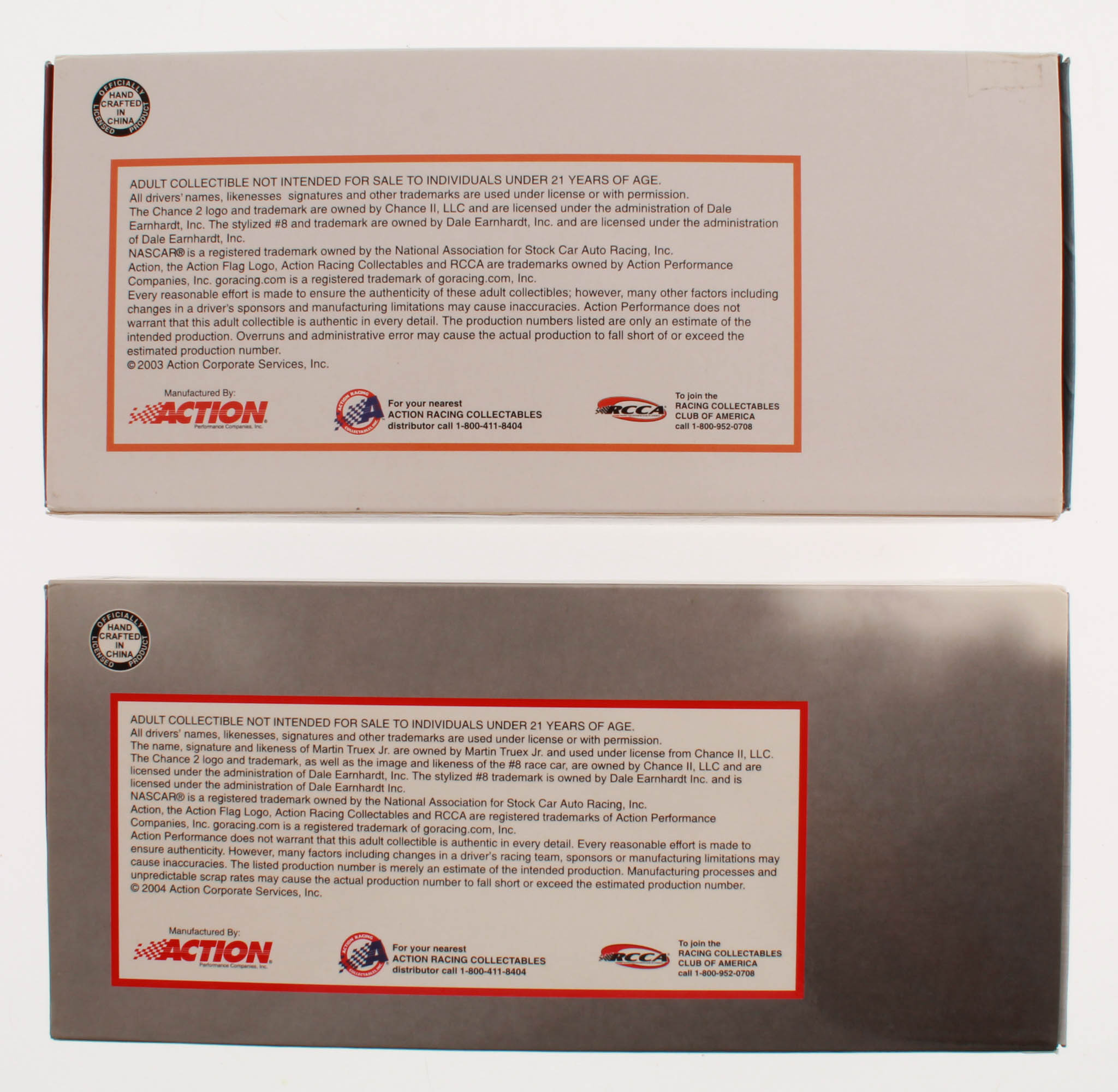 Lot of (2) Martin Truex Jr LE 1:24 Scale Die Cast Cars with (1) #8 Taco Bell / Raced Win Version 2004 Monte Carlo & (1) #81 Chance 2 2003 Monte Carlo at PristineAuction.com Lot of (2) Martin Truex Jr LE 1:24 Scale Die Cast Cars with (1) #8 Taco Bell / Raced Win Version 2004 Monte Carlo & (1) #81 Chance 2 2003 Monte Carlo at PristineAuction.com