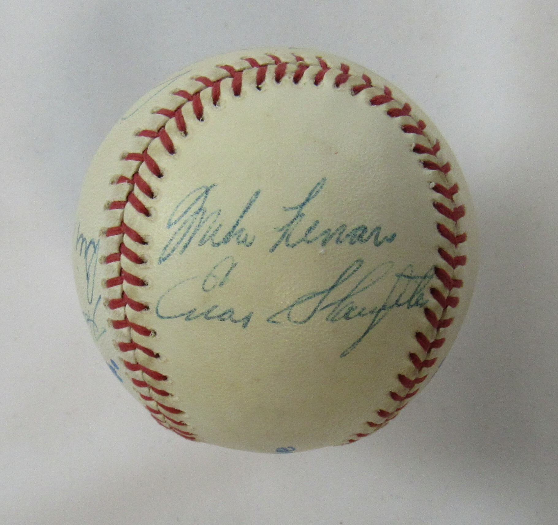 OPL Baseball Signed By (7) with Mickey Mantle, Enos Slaughter, Whitey Ford (JSA LOA) at PristineAuction.com OPL Baseball Signed By (7) with Mickey Mantle, Enos Slaughter, Whitey Ford (JSA LOA) at PristineAuction.com