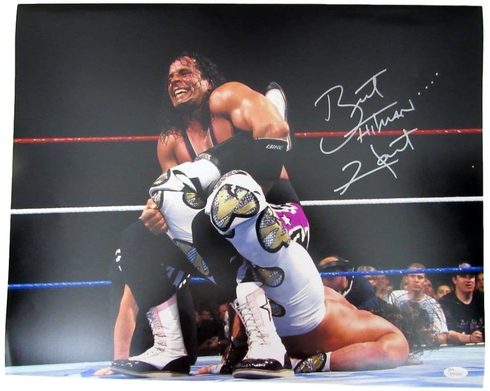 Bret Hart Signed WWE 16x20 Photo Inscribed "Hitman" (JSA COA) at PristineAuction.com Bret Hart Signed WWE 16x20 Photo Inscribed "Hitman" (JSA COA) at PristineAuction.com