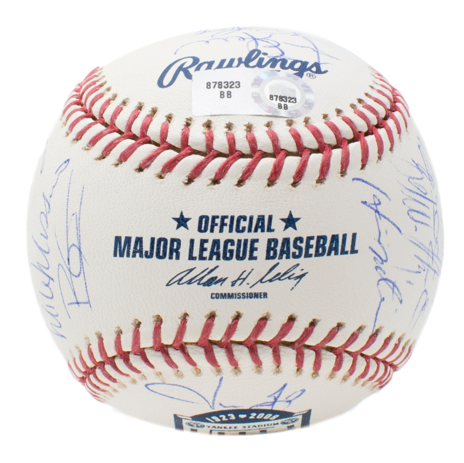 2008 New York Yankees "Yankee Stadium" Logo OML Baseball Team-Signed by (29) with Derek Jeter, Mike Mussina, Mariano Rivera, Andy Pettitte, Jorge Posada, Johnny Damon (MLB Hologram) at PristineAuction.com 2008 New York Yankees "Yankee Stadium" Logo OML Baseball Team-Signed by (29) with Derek Jeter, Mike Mussina, Mariano Rivera, Andy Pettitte, Jorge Posada, Johnny Damon (MLB Hologram) at PristineAuction.com