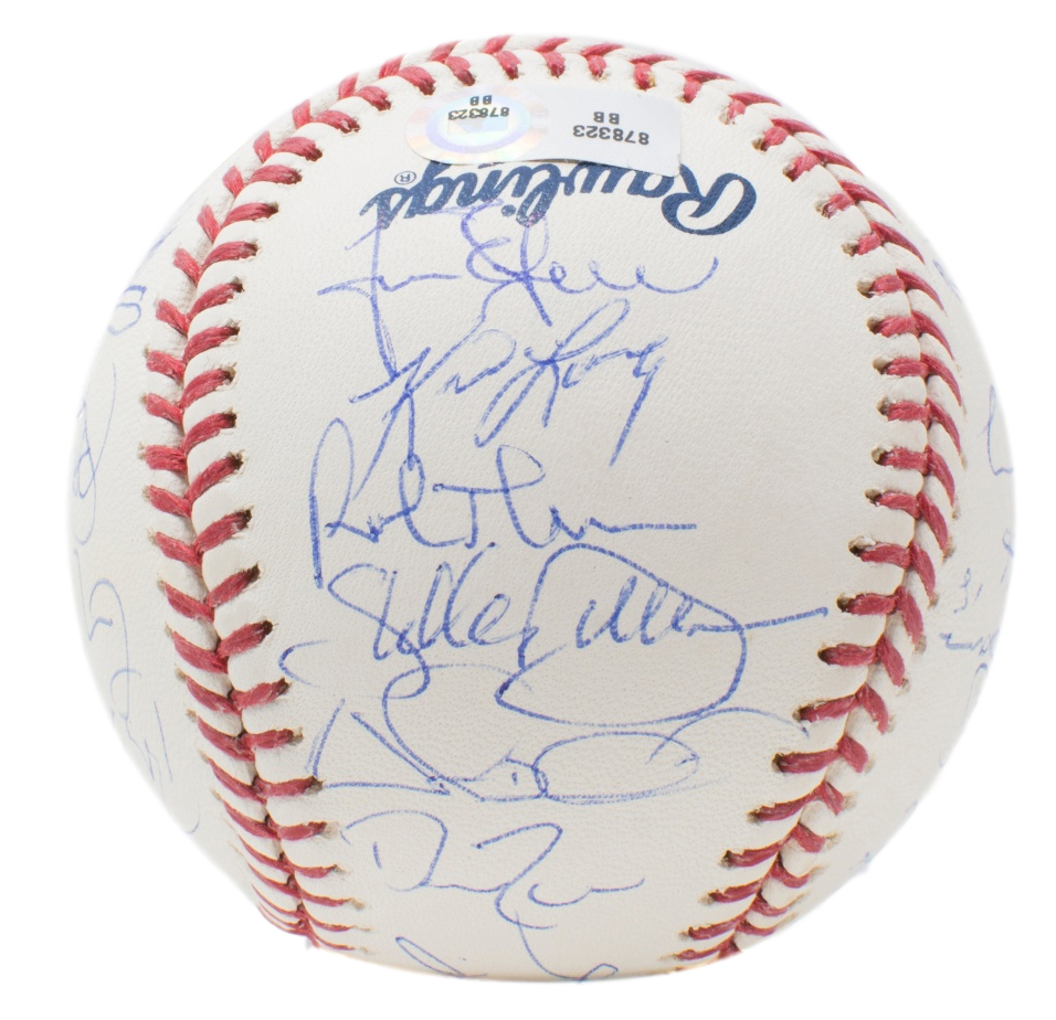 2008 New York Yankees "Yankee Stadium" Logo OML Baseball Team-Signed by (29) with Derek Jeter, Mike Mussina, Mariano Rivera, Andy Pettitte, Jorge Posada, Johnny Damon (MLB Hologram) at PristineAuction.com 2008 New York Yankees "Yankee Stadium" Logo OML Baseball Team-Signed by (29) with Derek Jeter, Mike Mussina, Mariano Rivera, Andy Pettitte, Jorge Posada, Johnny Damon (MLB Hologram) at PristineAuction.com