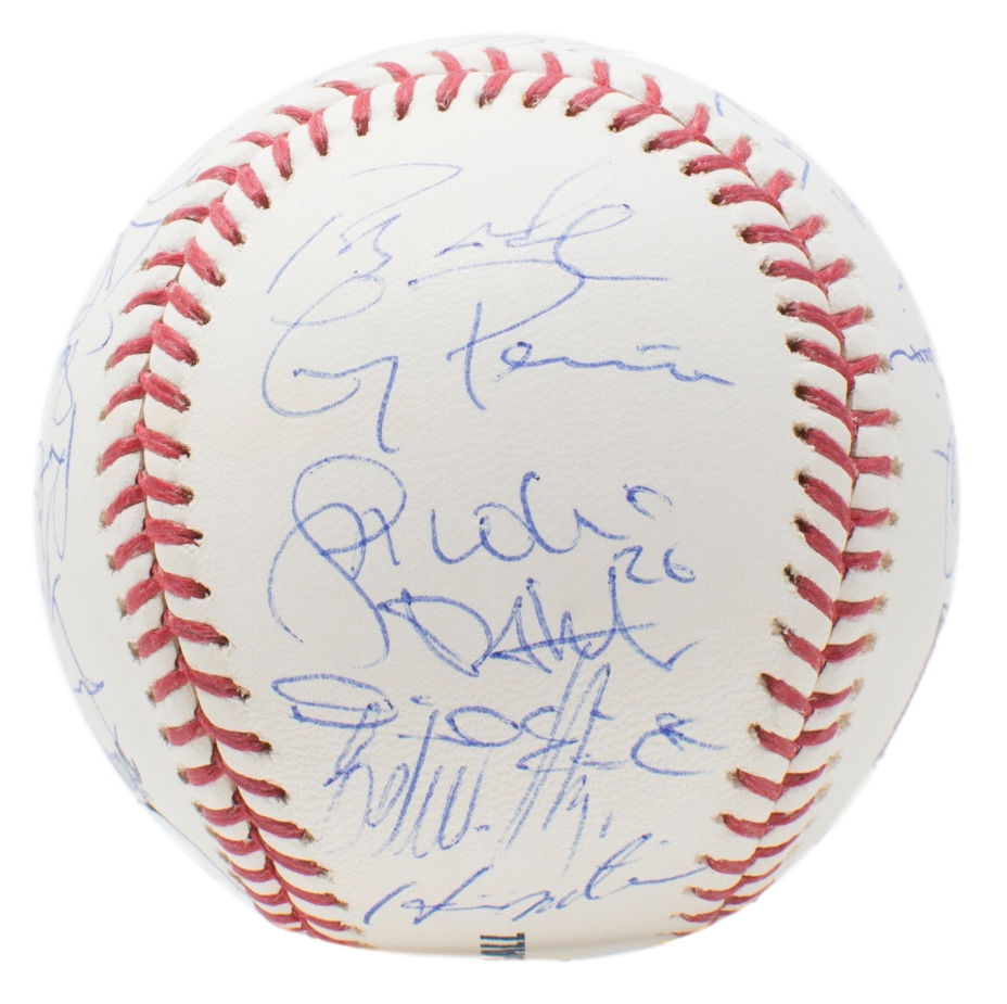 2008 New York Yankees "Yankee Stadium" Logo OML Baseball Team-Signed by (29) with Derek Jeter, Mike Mussina, Mariano Rivera, Andy Pettitte, Jorge Posada, Johnny Damon (MLB Hologram) at PristineAuction.com 2008 New York Yankees "Yankee Stadium" Logo OML Baseball Team-Signed by (29) with Derek Jeter, Mike Mussina, Mariano Rivera, Andy Pettitte, Jorge Posada, Johnny Damon (MLB Hologram) at PristineAuction.com