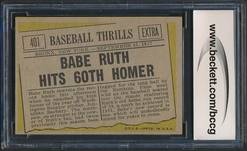 1961 Topps #401 Babe Ruth 60th HR (BCCG 8) | Pristine Auction