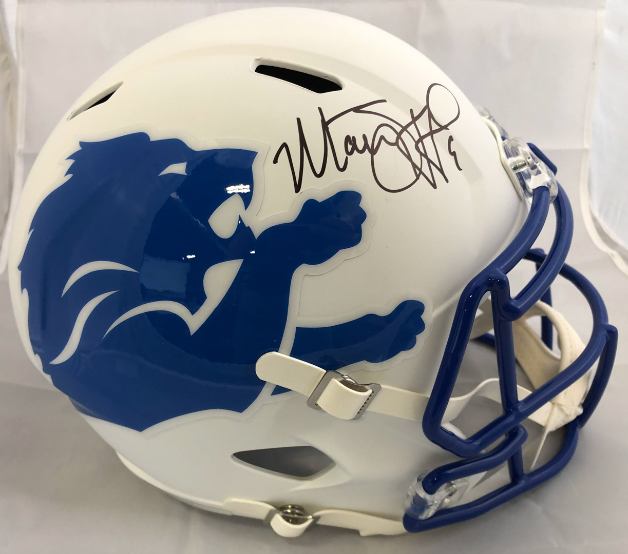 Matthew Stafford Signed Detroit Lions Full-Size AMP Alternate Speed Helmet (Fanatics Hologram) at PristineAuction.com Matthew Stafford Signed Detroit Lions Full-Size AMP Alternate Speed Helmet (Fanatics Hologram) at PristineAuction.com