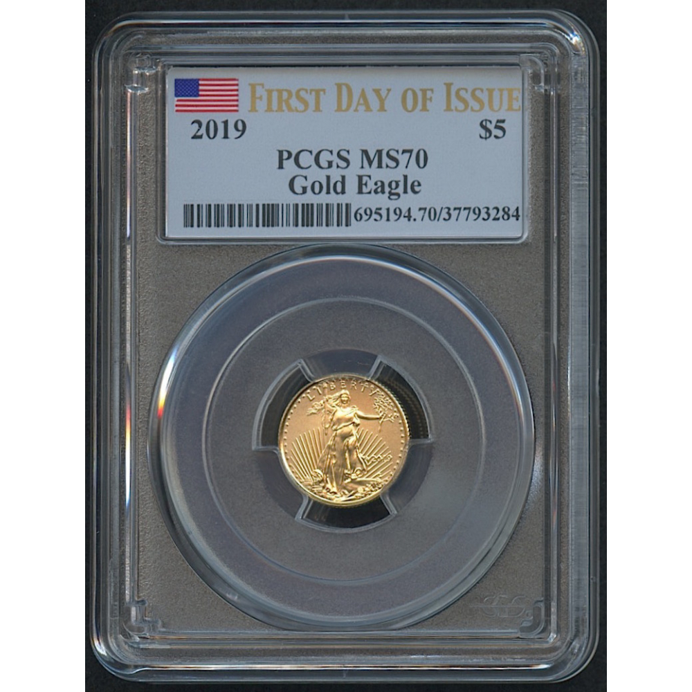2019 5 Five Dollars American Gold Eagle Saint Gaudens 1 10 Oz 5 Five Dollars American Gold Eagle