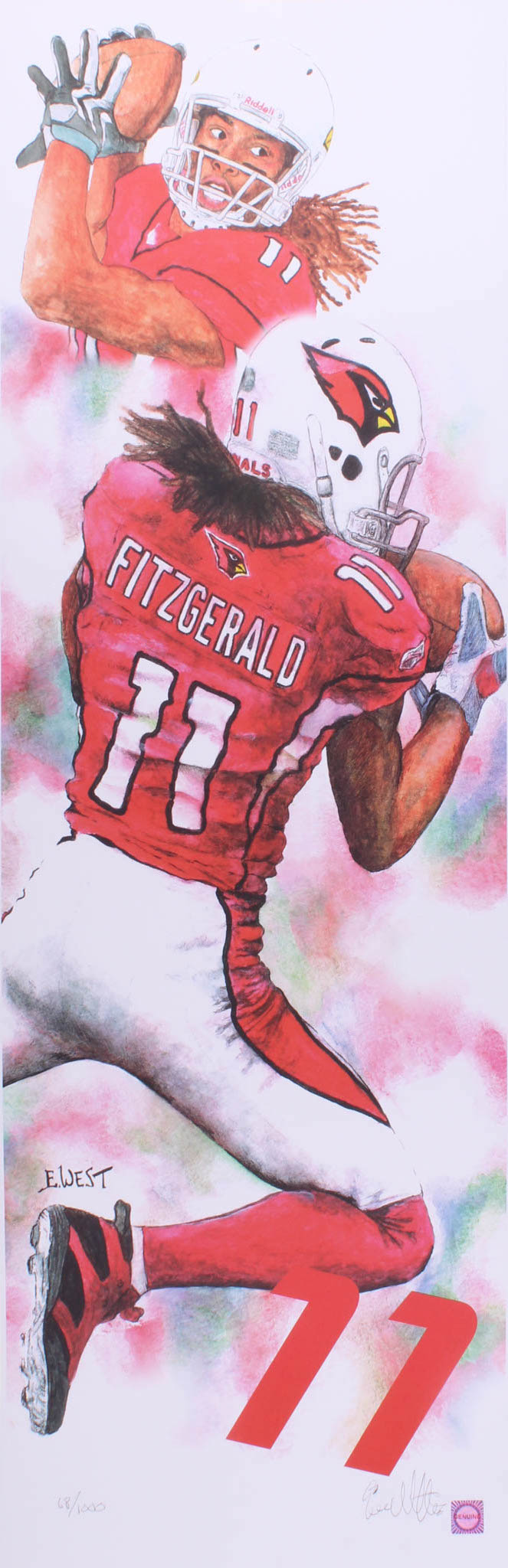 Ed West Signed LE "Larry Fitzgerald" 11.75x36 Lithograph (PA LOA) at PristineAuction.com Ed West Signed LE "Larry Fitzgerald" 11.75x36 Lithograph (PA LOA) at PristineAuction.com