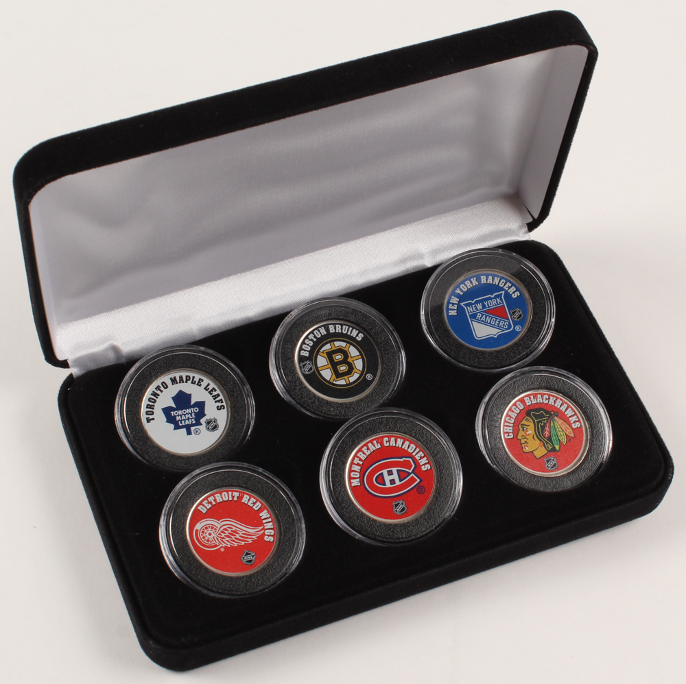 "The Original Six" NHL Teams 6-Coin Colorized Set with Boston Bruins, New York Rangers, Chicago Blackhawks, Detroit Red Wings, Toronto Maple Leafs & Montreal Canadiens at PristineAuction.com "The Original Six" NHL Teams 6-Coin Colorized Set with Boston Bruins, New York Rangers, Chicago Blackhawks, Detroit Red Wings, Toronto Maple Leafs & Montreal Canadiens at PristineAuction.com