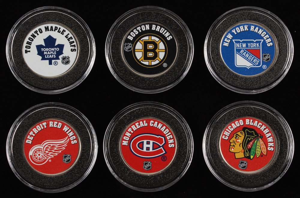 "The Original Six" NHL Teams 6-Coin Colorized Set with Boston Bruins, New York Rangers, Chicago Blackhawks, Detroit Red Wings, Toronto Maple Leafs & Montreal Canadiens at PristineAuction.com "The Original Six" NHL Teams 6-Coin Colorized Set with Boston Bruins, New York Rangers, Chicago Blackhawks, Detroit Red Wings, Toronto Maple Leafs & Montreal Canadiens at PristineAuction.com