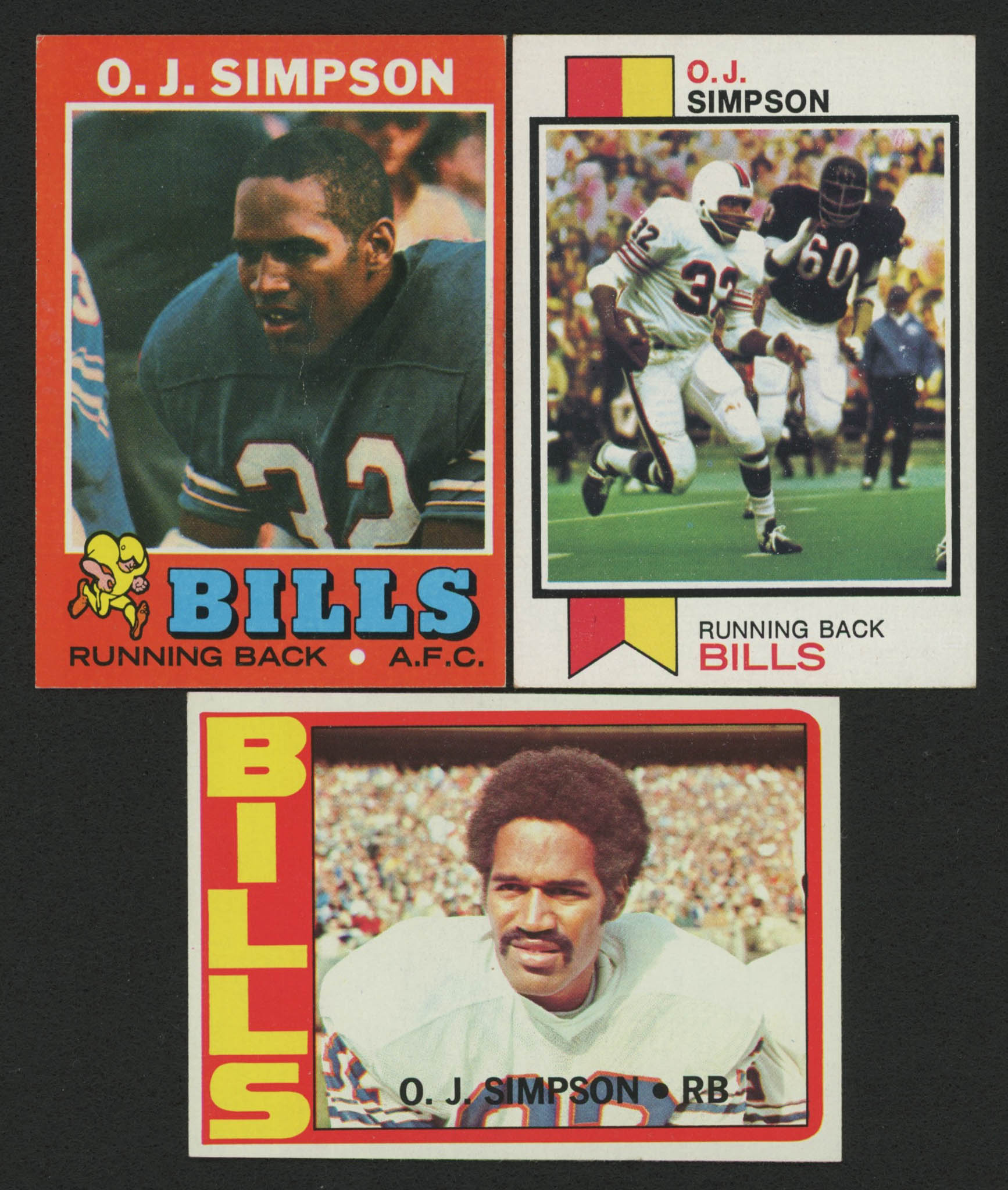 Lot of (3) O.J. Simpson Football Cards with 1971 Topps #260, 1973 Topps #500 & 1972 Topps #160 at PristineAuction.com Lot of (3) O.J. Simpson Football Cards with 1971 Topps #260, 1973 Topps #500 & 1972 Topps #160 at PristineAuction.com