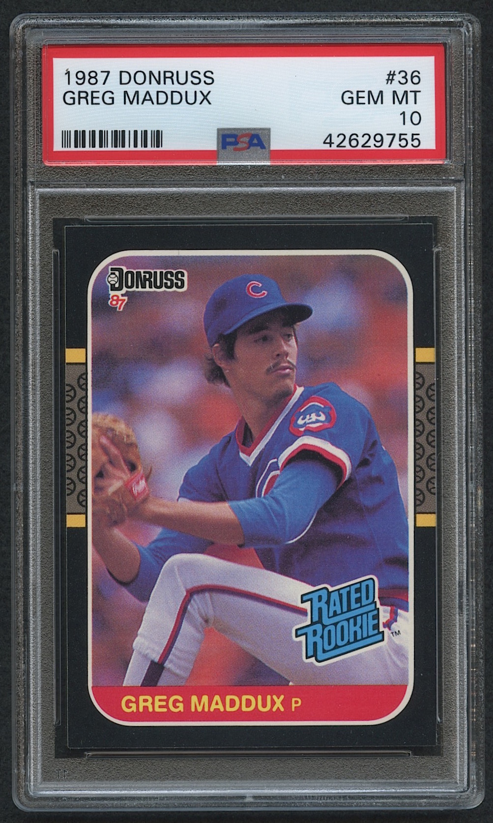 1987 Donruss #36 Greg Maddux RC (PSA 10) at PristineAuction.com 1987 Donruss #36 Greg Maddux RC (PSA 10) at PristineAuction.com